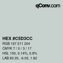颜色代码: HEX #C5D3CC | qconv.com