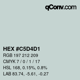 颜色代码: HEX #C5D4D1 | qconv.com