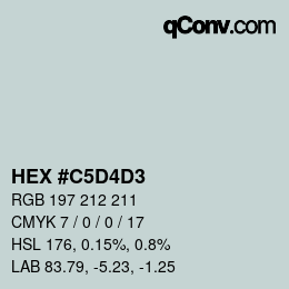 Color code: HEX #C5D4D3 | qconv.com