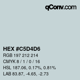 颜色代码: HEX #C5D4D6 | qconv.com