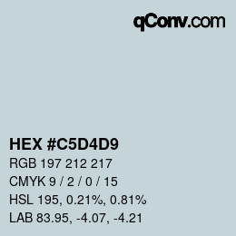 Farbcode: HEX #C5D4D9 | qconv.com