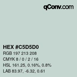 颜色代码: HEX #C5D5D0 | qconv.com