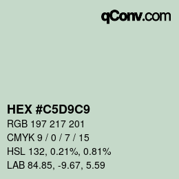 Color code: HEX #C5D9C9 | qconv.com