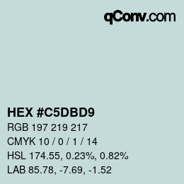 Color code: HEX #C5DBD9 | qconv.com