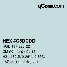 颜色代码: HEX #C5DCDD | qconv.com