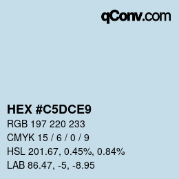 カラーコード: HEX #C5DCE9 | qconv.com