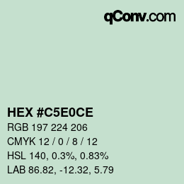 Color code: HEX #C5E0CE | qconv.com