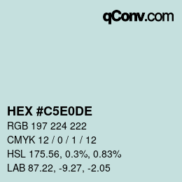 Color code: HEX #C5E0DE | qconv.com