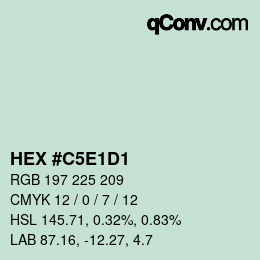 Color code: HEX #C5E1D1 | qconv.com