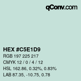カラーコード: HEX #C5E1D9 | qconv.com