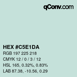 Color code: HEX #C5E1DA | qconv.com