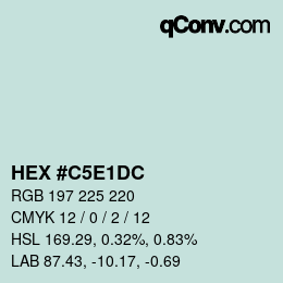 Color code: HEX #C5E1DC | qconv.com