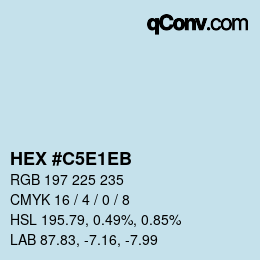 カラーコード: HEX #C5E1EB | qconv.com