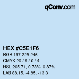 Color code: HEX #C5E1F6 | qconv.com