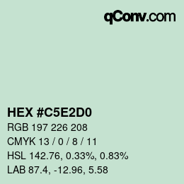 Code couleur: HEX #C5E2D0 | qconv.com