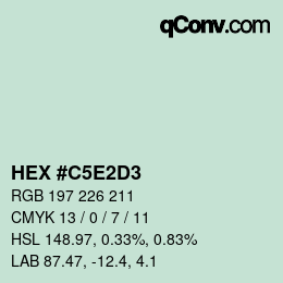 Code couleur: HEX #C5E2D3 | qconv.com