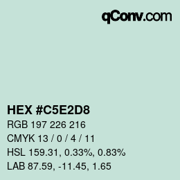 Farbcode: HEX #C5E2D8 | qconv.com