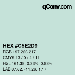 Code couleur: HEX #C5E2D9 | qconv.com