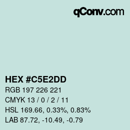 カラーコード: HEX #C5E2DD | qconv.com