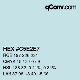 Farbcode: HEX #C5E2E7 | qconv.com