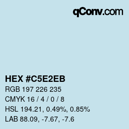 Código de color: HEX #C5E2EB | qconv.com