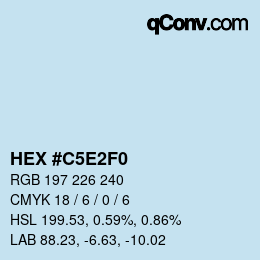 Código de color: HEX #C5E2F0 | qconv.com