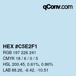 Farbcode: HEX #C5E2F1 | qconv.com