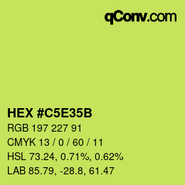 颜色代码: HEX #C5E35B | qconv.com