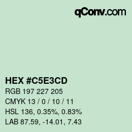 Farbcode: HEX #C5E3CD | qconv.com