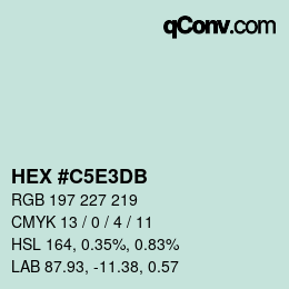 カラーコード: HEX #C5E3DB | qconv.com