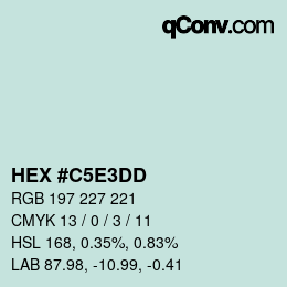 Color code: HEX #C5E3DD | qconv.com