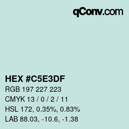 Farbcode: HEX #C5E3DF | qconv.com