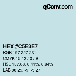 Código de color: HEX #C5E3E7 | qconv.com