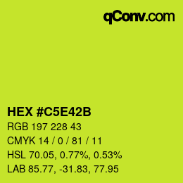 颜色代码: HEX #C5E42B | qconv.com