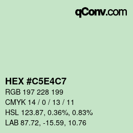 Código de color: HEX #C5E4C7 | qconv.com