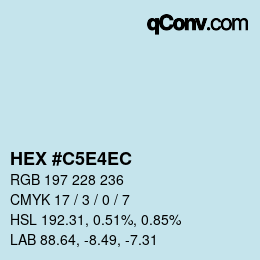 Código de color: HEX #C5E4EC | qconv.com