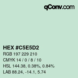 カラーコード: HEX #C5E5D2 | qconv.com