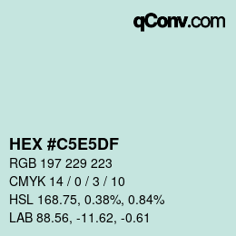 Color code: HEX #C5E5DF | qconv.com
