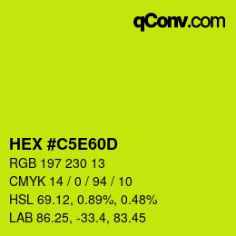 カラーコード: HEX #C5E60D | qconv.com