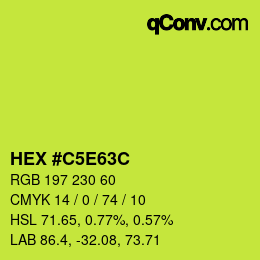 颜色代码: HEX #C5E63C | qconv.com