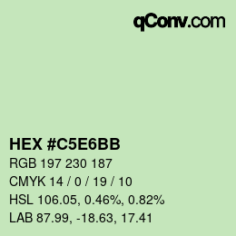 Código de color: HEX #C5E6BB | qconv.com