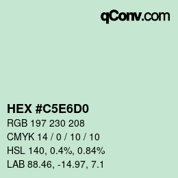 Código de color: HEX #C5E6D0 | qconv.com