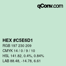 Farbcode: HEX #C5E6D1 | qconv.com