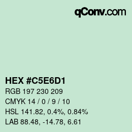 カラーコード: HEX #C5E6D1 | qconv.com