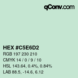 Farbcode: HEX #C5E6D2 | qconv.com