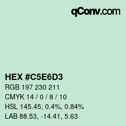 Farbcode: HEX #C5E6D3 | qconv.com