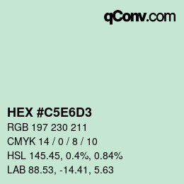 カラーコード: HEX #C5E6D3 | qconv.com