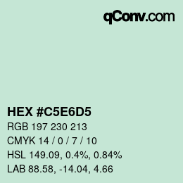 カラーコード: HEX #C5E6D5 | qconv.com