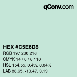Código de color: HEX #C5E6D8 | qconv.com