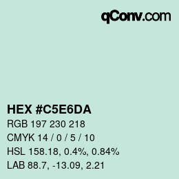 Color code: HEX #C5E6DA | qconv.com